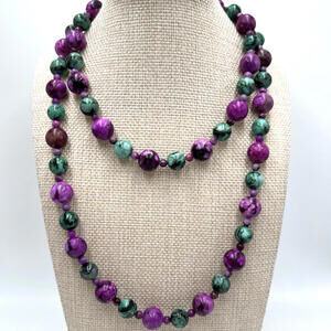 DTR Mine Finds By Jay King Green Pink Epidote Sterling Silver Necklace 35"